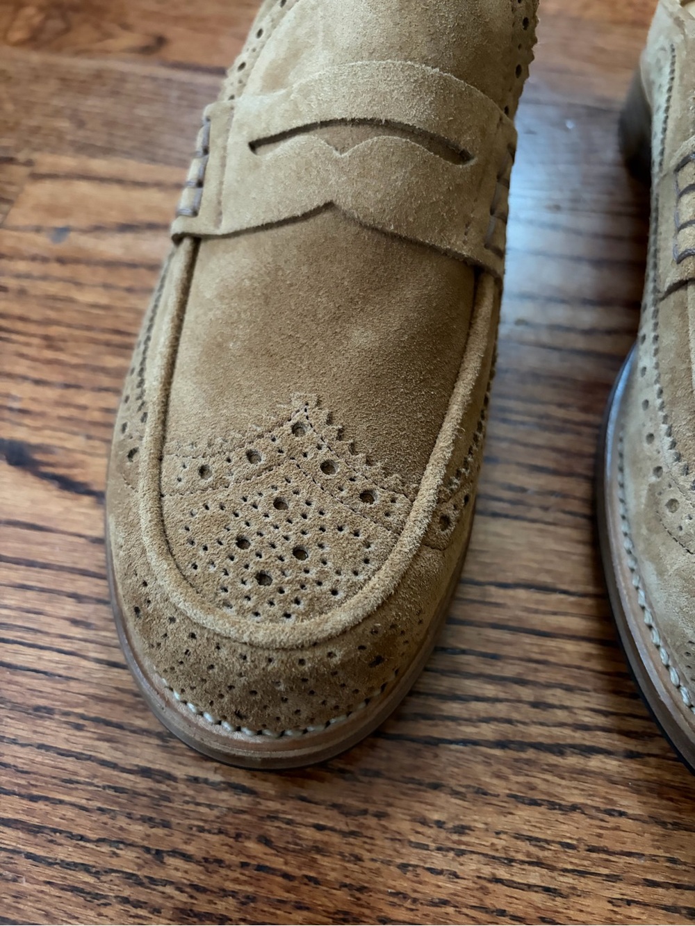 THE OFFICE OF ANGELA SCOTT Miss Emma Wingtip Mule Cognac Suede Tan Size 38 - Picture 5 of 15